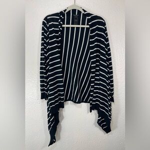 Lafayette 148 New York Striped Asymmetrical Cardigan Medium Minimalist Chic